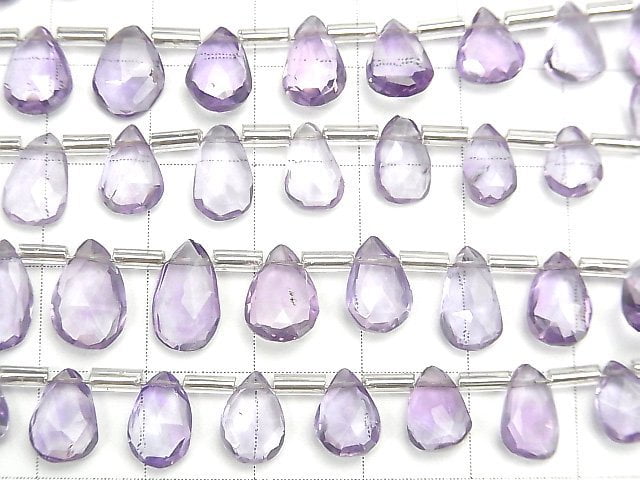 [Video] High Quality Amethyst AA++ Pear shape Faceted Briolette [Light color] 1strand (22pcs)