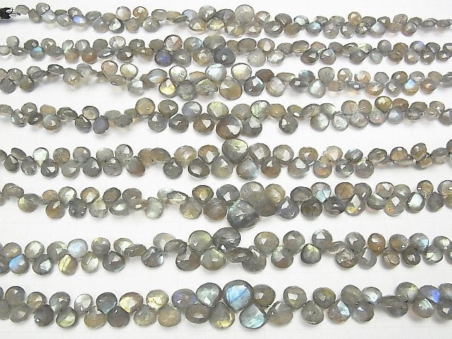 [Video] High Quality Labradorite AAA- Chestnut Faceted Briolette 1strand beads (aprx.7inch / 18cm)