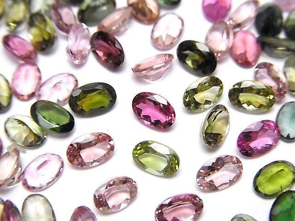 [Video]High Quality Multicolor Tourmaline AAA Loose stone Oval Faceted 6x4mm 5pcs