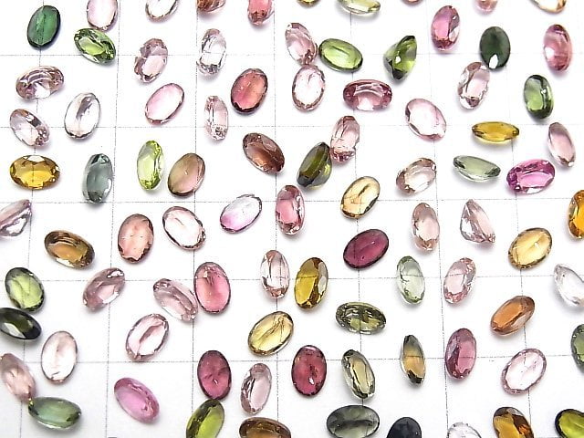 [Video]High Quality MultiColor Tourmaline AAA Loose stone Oval Faceted 6x4mm 10pcs