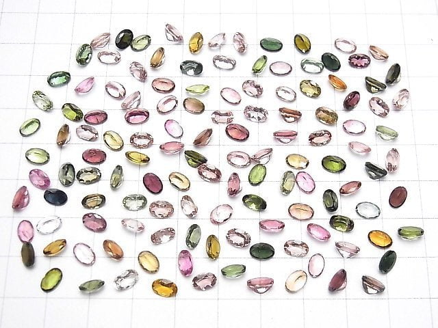 [Video]High Quality MultiColor Tourmaline AAA Loose stone Oval Faceted 6x4mm 10pcs