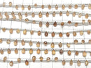 [Video]Natural Zircon AA++ Drop Faceted Briolette Brown 1strand beads (aprx.7inch/18cm)