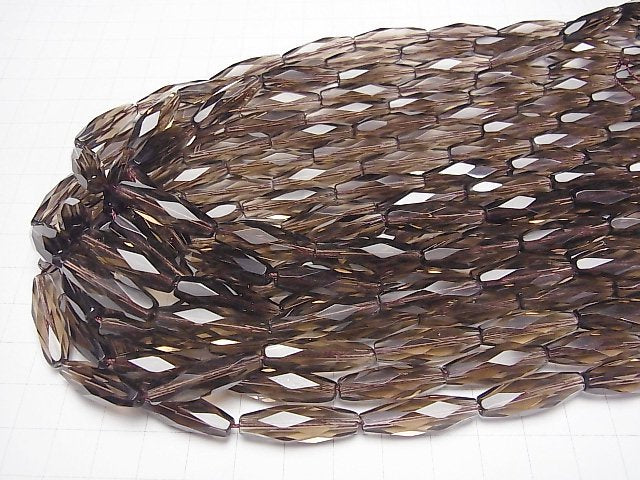 [Video] Smoky Quartz AAA Faceted Rice 24x8x8mm half or 1strand beads (aprx.15inch/37cm)
