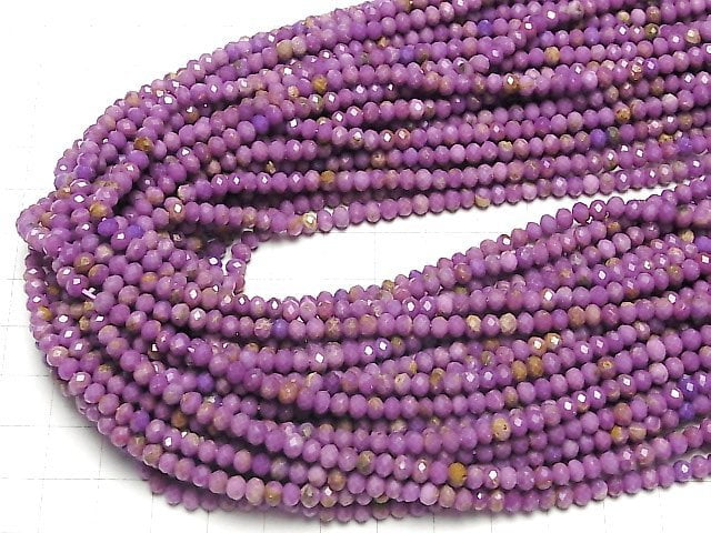 [Video] High Quality! Phosphosiderite AA+ Faceted Button Rondelle 4x4x3mm 1strand beads (aprx.15inch / 37cm)