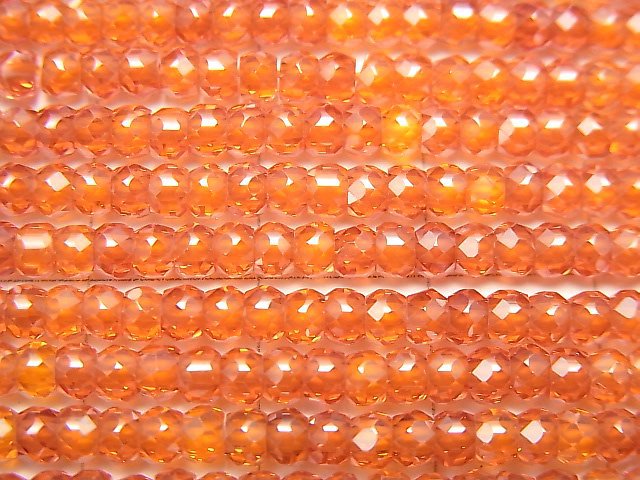 [Video] High Quality! Cubic Zirconia AAA Faceted Button Roundel 3x3x2mm [Red Orange] 1strand beads (aprx.15inch / 36cm)