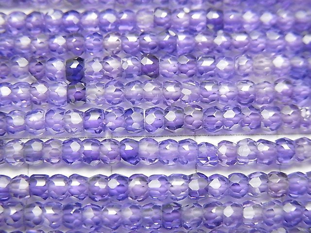 [Video] High Quality! Cubic Zirconia AAA Faceted Button Roundel 3x3x2mm [Purple] 1strand beads (aprx.15inch / 36cm)