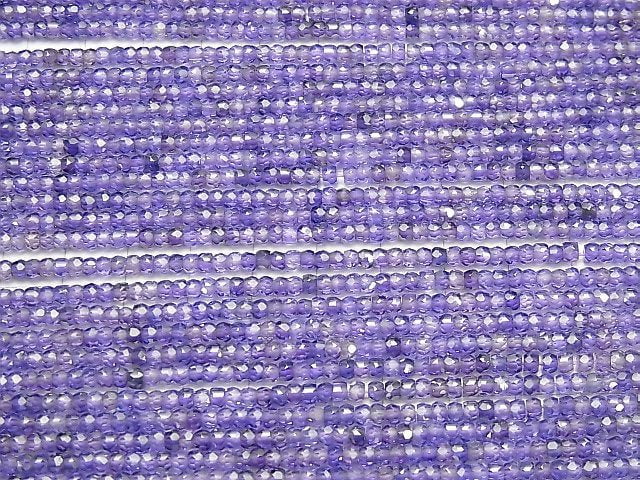 [Video] High Quality! Cubic Zirconia AAA Faceted Button Roundel 3x3x2mm [Purple] 1strand beads (aprx.15inch / 36cm)