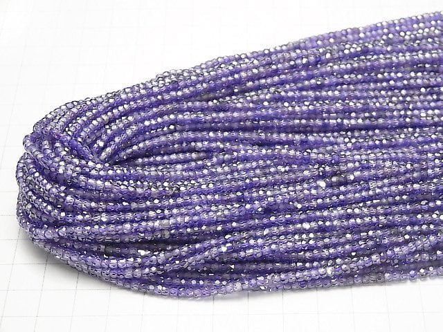 [Video] High Quality! Cubic Zirconia AAA Faceted Button Roundel 3x3x2mm [Purple] 1strand beads (aprx.15inch / 36cm)