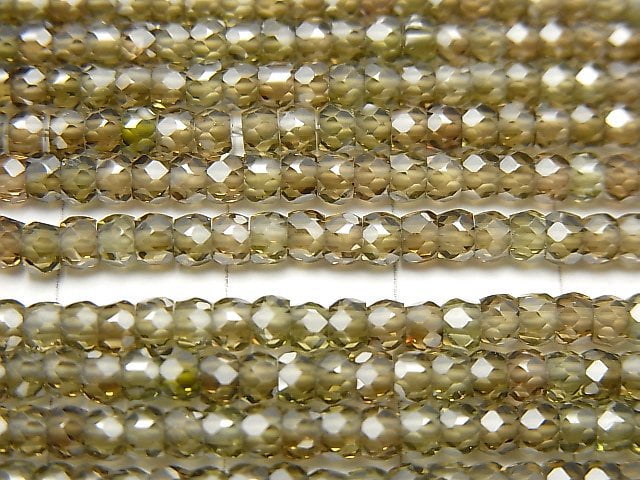 [Video] High Quality! Cubic Zirconia AAA Faceted Button Rondelle 3x3x2mm [Brown] 1strand beads (aprx.15inch / 36cm)