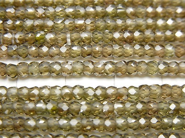 [Video] High Quality! Cubic Zirconia AAA Faceted Button Roundel 3x3x2mm [Brown] 1strand beads (aprx.15inch / 36cm)