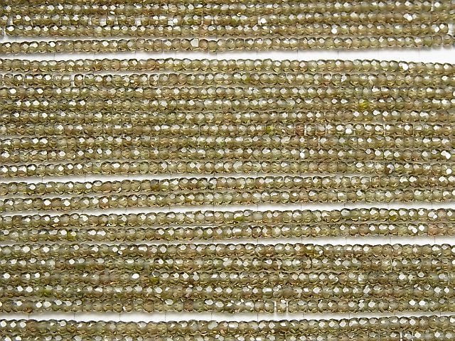 [Video] High Quality! Cubic Zirconia AAA Faceted Button Roundel 3x3x2mm [Brown] 1strand beads (aprx.15inch / 36cm)