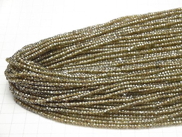 [Video] High Quality! Cubic Zirconia AAA Faceted Button Roundel 3x3x2mm [Brown] 1strand beads (aprx.15inch / 36cm)