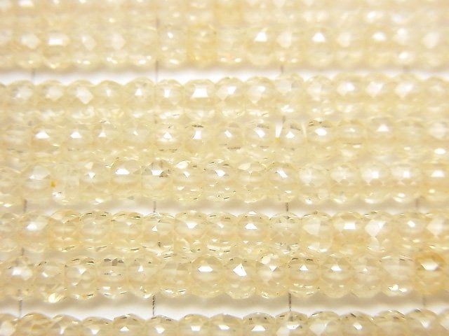 [Video] High Quality! Cubic Zirconia AAA Faceted Button Rondelle 3x3x2mm [Light Yellow] 1strand beads (aprx.15inch / 36cm)