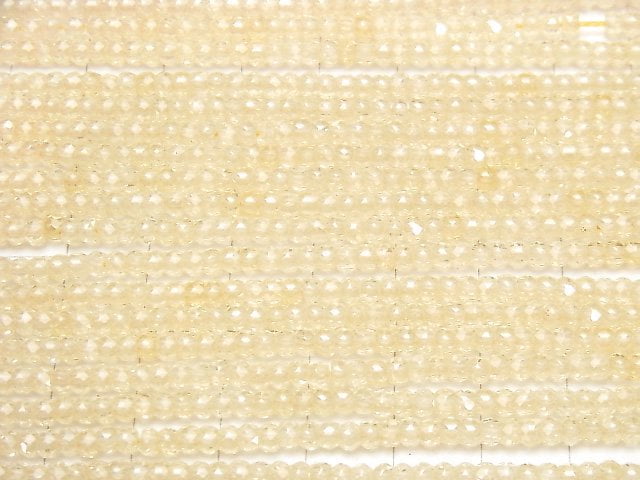 [Video] High Quality! Cubic Zirconia AAA Faceted Button Roundel 3x3x2mm [Light Yellow] 1strand beads (aprx.15inch / 36cm)