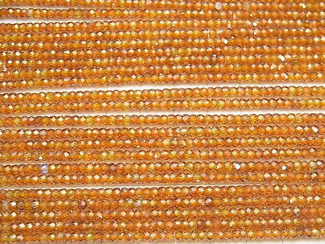 [Video] High Quality! Cubic Zirconia AAA Faceted Button Roundel 3x3x2mm [Orange x Yellow] 1strand beads (aprx.15inch / 36cm)