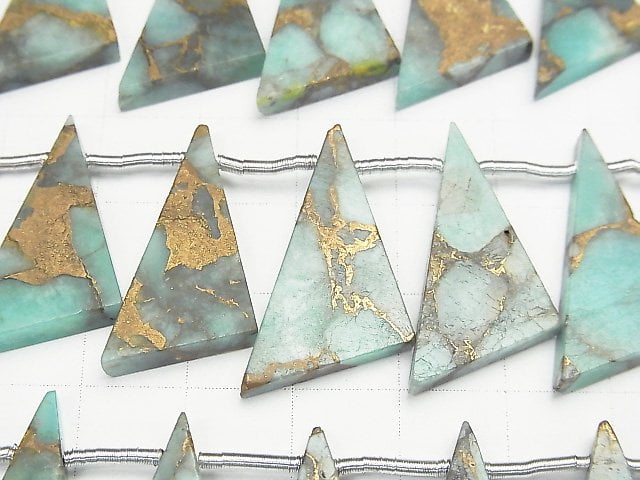 [Video] Copper Amazonite Flat Triangle 25x15mm half or 1strand (10pcs)