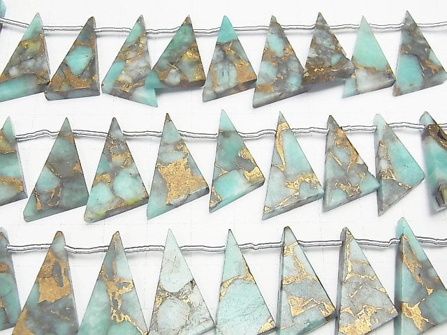 [Video] Copper Amazonite Flat Triangle 25x15mm half or 1strand (10pcs)