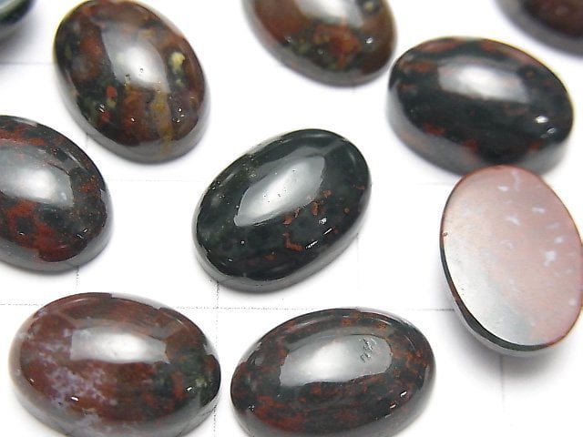 [Video] Bloodstone Oval Cabochon 14x10mm 3pcs