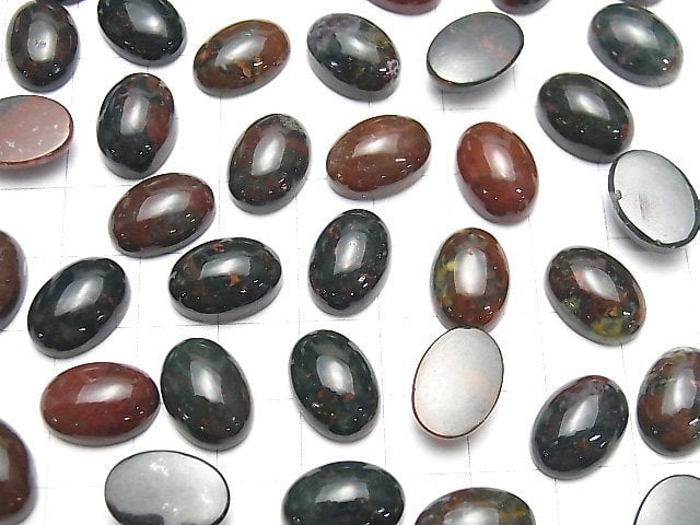 [Video] Bloodstone Oval Cabochon 14x10mm 3pcs