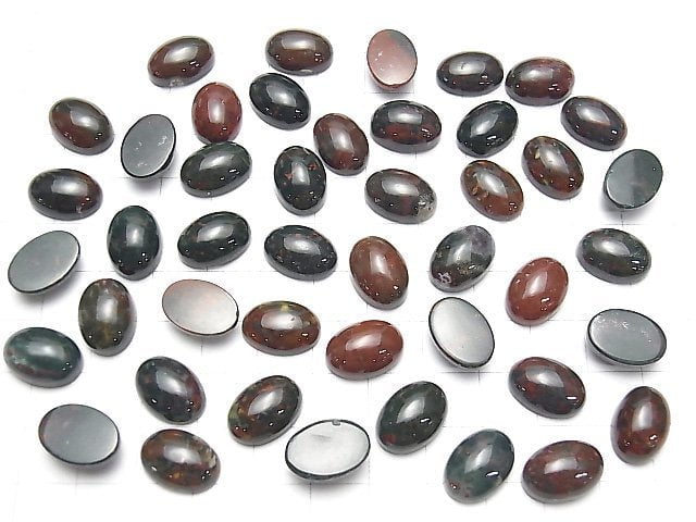 [Video] Bloodstone Oval Cabochon 14x10mm 3pcs