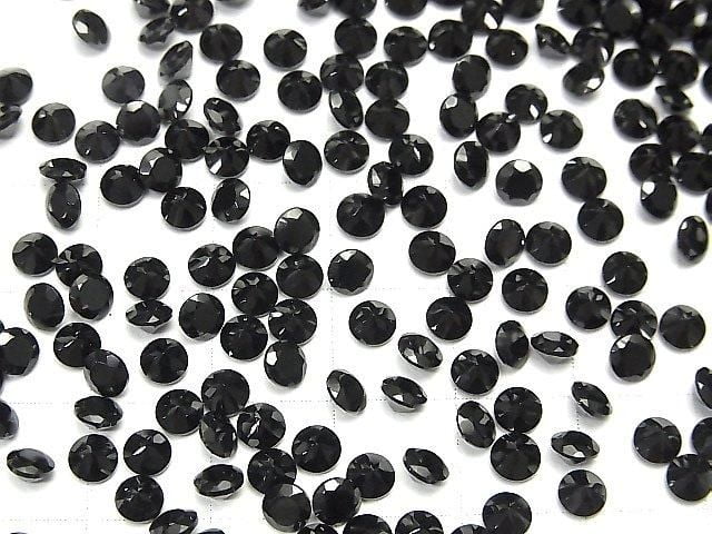 Spinelle noire de haute qualité AAA Pierre libre ronde facettée 4x4mm 10 pièces