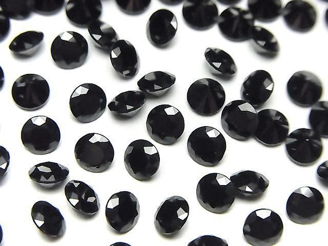 高品質黑色尖晶石 AAA 裸石圓形刻面 5x5mm 5顆