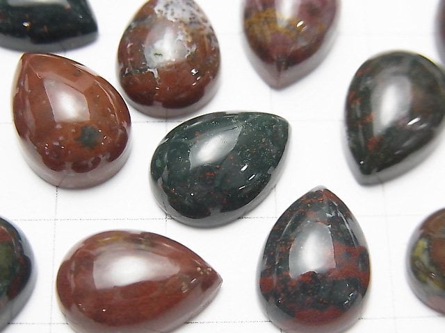 [Video] Bloodstone Pear shape Cabochon 14x10mm 3pcs