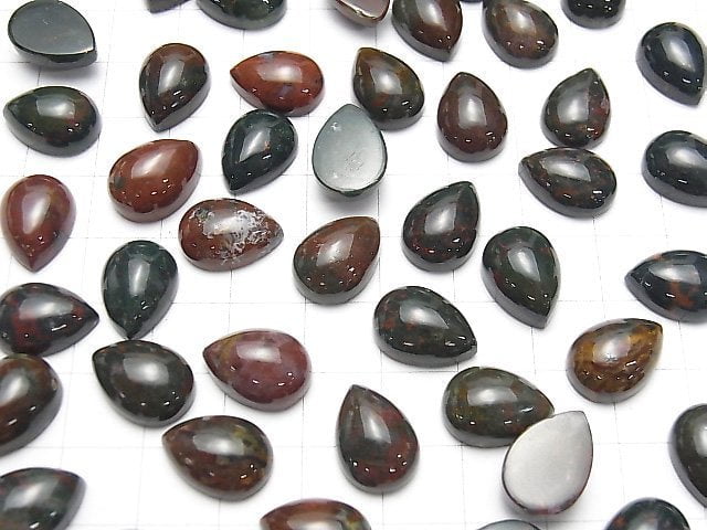 [Video] Bloodstone Pear shape Cabochon 14x10mm 3pcs