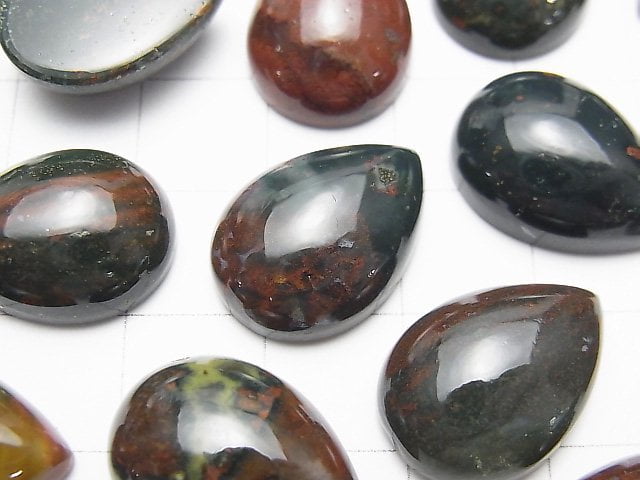 [Video] Bloodstone Pear shape Cabochon 18x13mm 3pcs