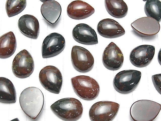 [Video] Bloodstone Pear shape Cabochon 18x13mm 3pcs