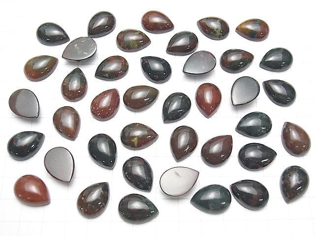 [Video] Bloodstone Pear shape Cabochon 18x13mm 3pcs