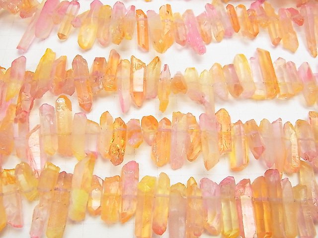 [Video] Crystal Natural Point Cut Metallic Coating Yellow & Pink [S size] 1strand beads (aprx.15inch / 38cm)