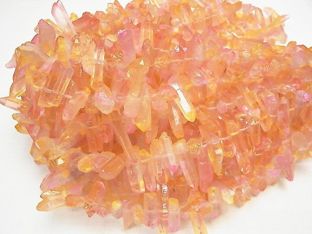 [Video] Crystal Natural Point Cut Metallic Coating Yellow & Pink [S size] 1strand beads (aprx.15inch / 38cm)