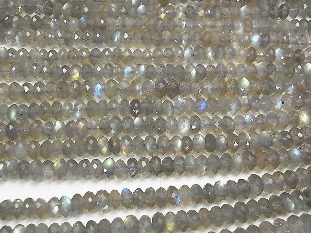 [Video] High Quality! Labradorite AAA Faceted Button Rondelle 8x8x4mm half or 1strand beads (aprx.15inch / 38cm)