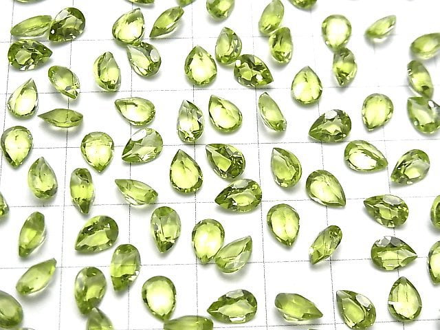 [Video] High Quality Peridot AAA Undrilled Pear shape Faceted 6x4mm 5pcs