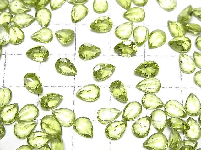 [Video]High Quality Peridot AAA Loose stone Pear shape Faceted 7x5mm 5pcs