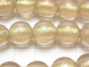 Lampwork Beads Round 12mm [Gold Powder x Clear] NO.2 1strand beads (aprx.8inch/20cm)