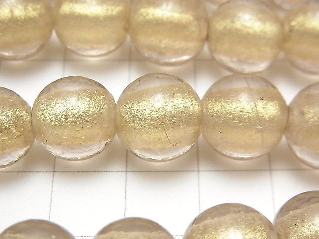 Lampwork Beads Round 12mm [Gold powder x Clear] NO.2 1strand beads (aprx.8inch / 20cm)