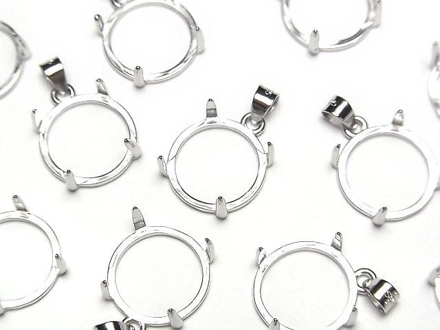 [Video] Silver925 Pendant Frame Round 12mm Rhodium Plated 1pc