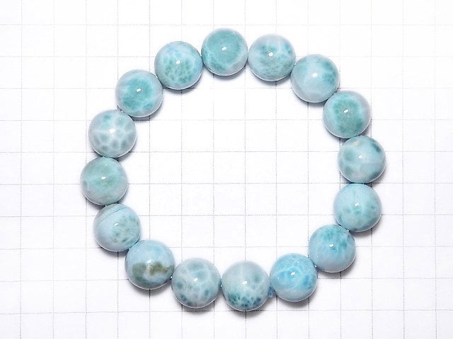 [Video] [One of a kind] Larimar Pectolite AA ++ Round 14mm Bracelet NO.214