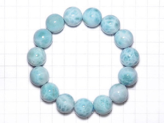 [Video] [One of a kind] Larimar Pectolite AA ++ Round 15mm Bracelet NO.215