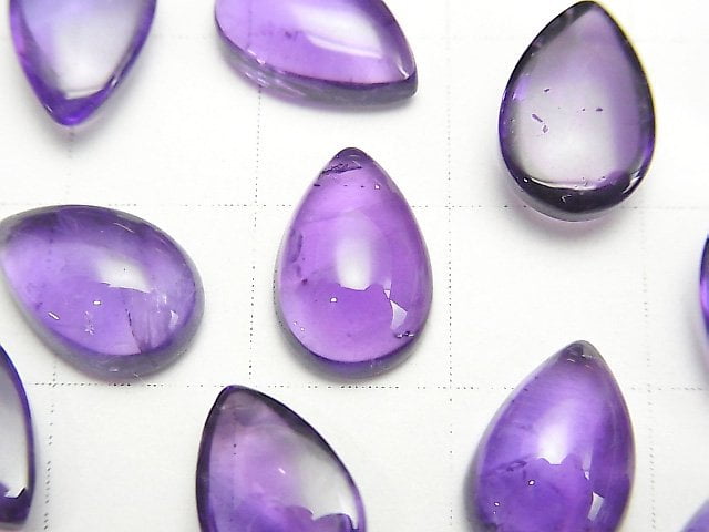 High Quality Amethyst AA++ Pear shape  Cabochon 12x8mm 5pcs