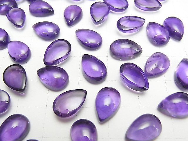 High Quality Amethyst AA++ Pear shape  Cabochon 12x8mm 5pcs