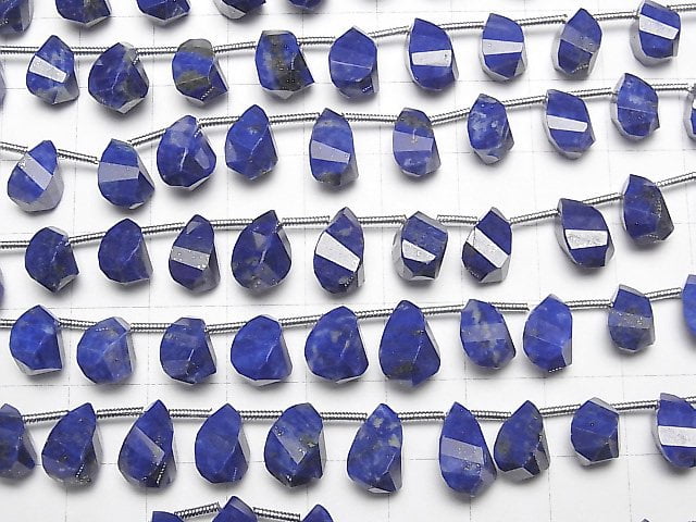 [Video] High Quality Lapislazuli AAA- Drop 4Faceted Twist Faceted Briolette half or 1strand (20pcs)