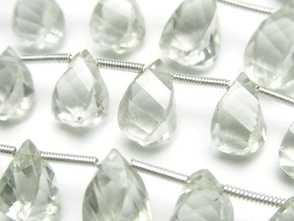 Drop, Faceted Briolette, Green Amethyst, Twist Gemstone Beads