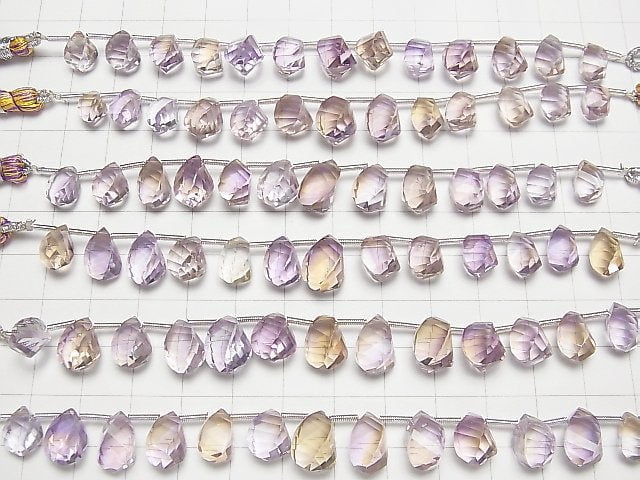 [Video]High Quality Ametrine AAA Drop 4Faceted Twist Faceted Briolette half or 1strand (14pcs )