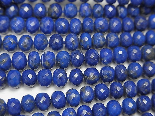 MicroCut High Quality Lapislazuli AAA Faceted Button Rondelle  1/4 or 1strand beads (aprx.15inch/38cm)