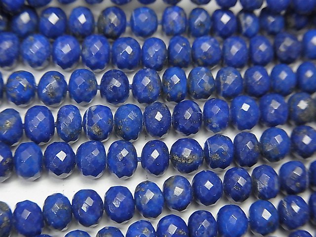 MicroCut High Quality Lapislazuli AAA Faceted Button Roundel  1/4 or 1strand beads (aprx.15inch/38cm)