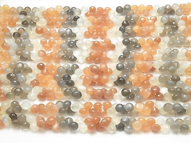 [Video] High Quality Multicolor Moonstone AAA Onion Faceted Briolette half or 1strand beads (aprx.7inch / 18cm)