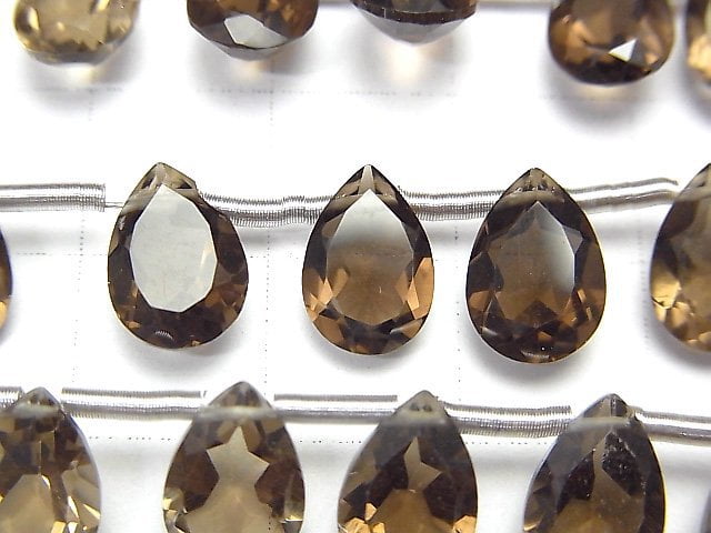 [Video] High Quality Smoky Quartz AAA Pear shape Faceted 10x7mm 1strand (18pcs)